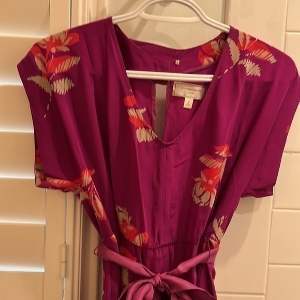 Beautiful deep lilac floral Anthropologie silk dress